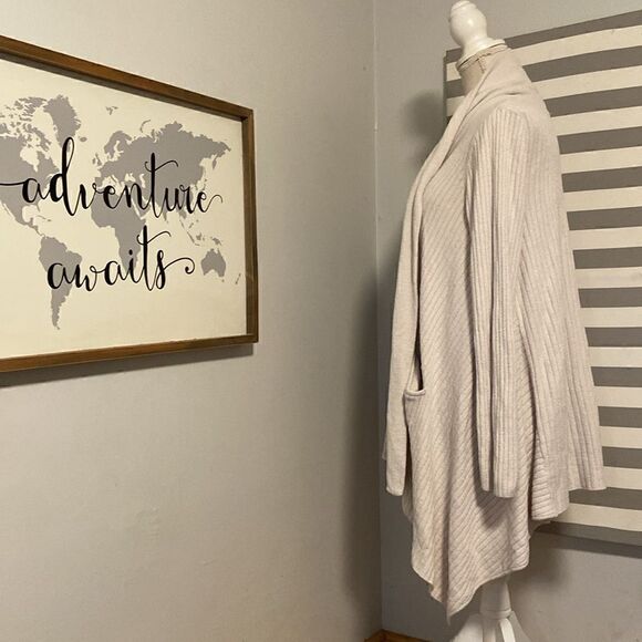 Barefoot Dreams Ivory Cozy Chic Ultra Like Long Sleeve Open Front Sweater Sz S - Picture 6 of 10